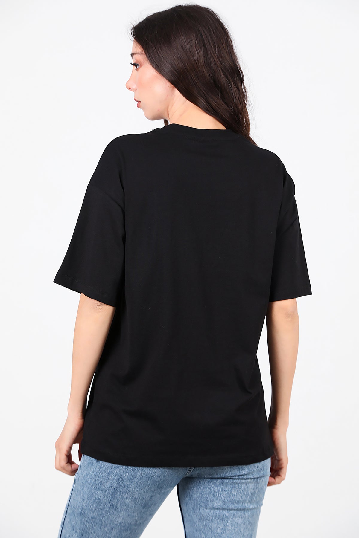 Kadın Ön Yazılı T-Shirt Siyah
