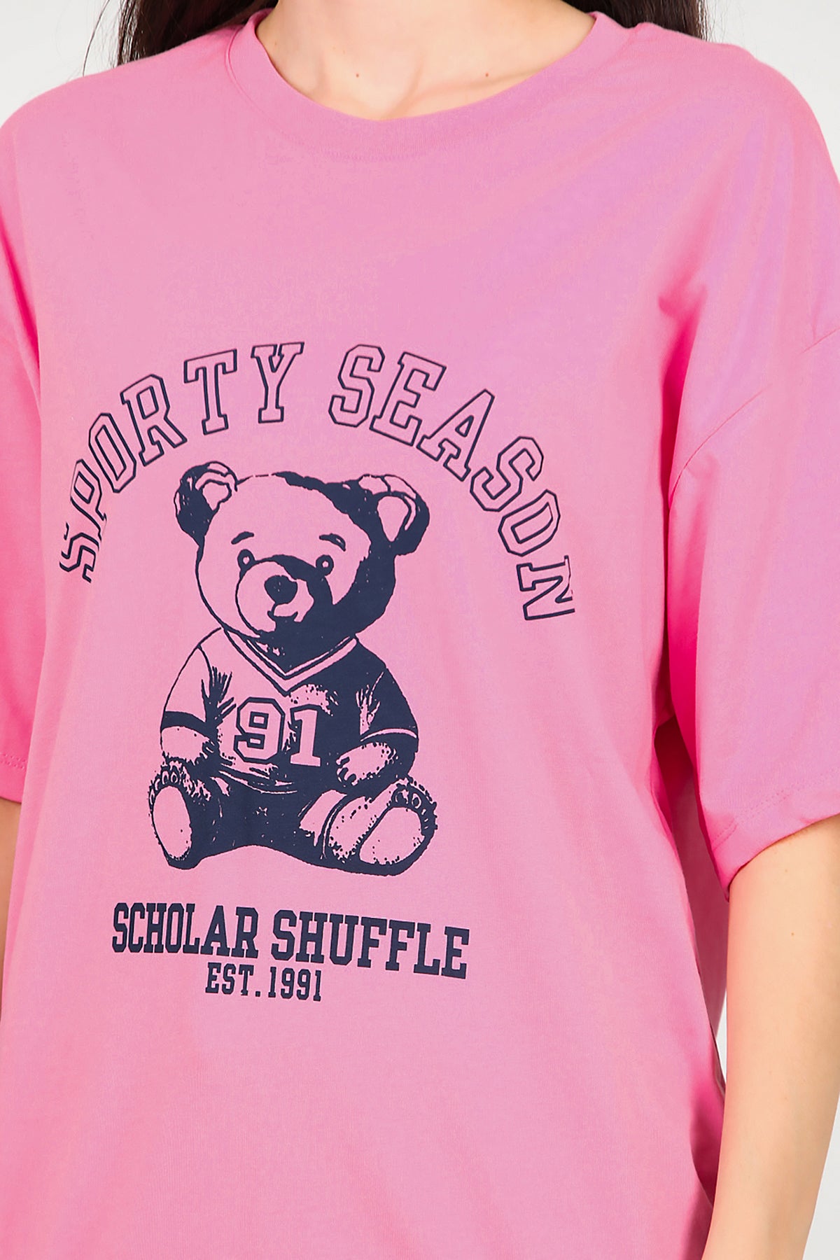 Kadın Baskılı T-Shirt Pembe
