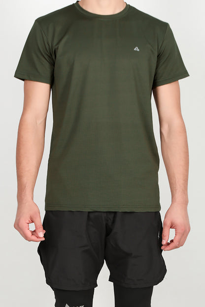 Erkek Bisiklet Yaka T-shirt Haki