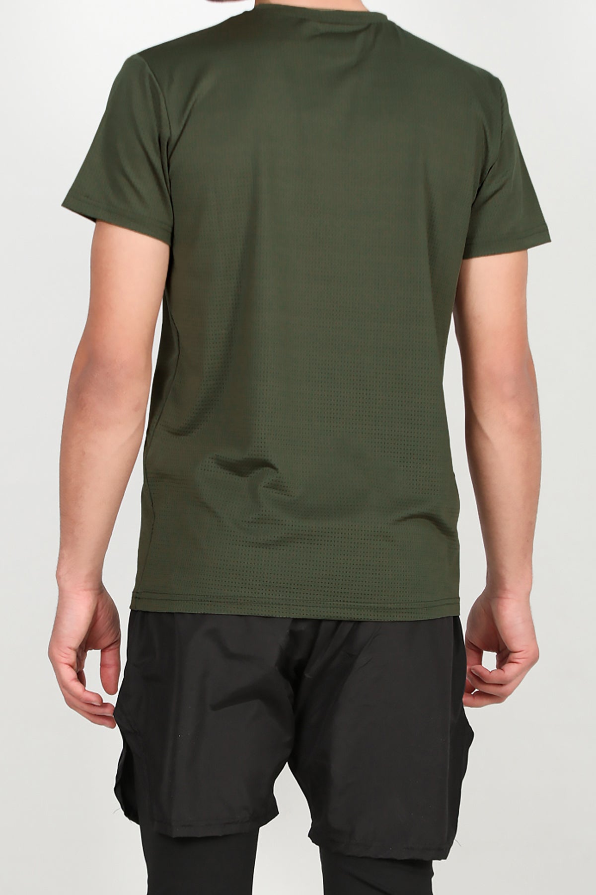 Erkek Bisiklet Yaka T-shirt Haki