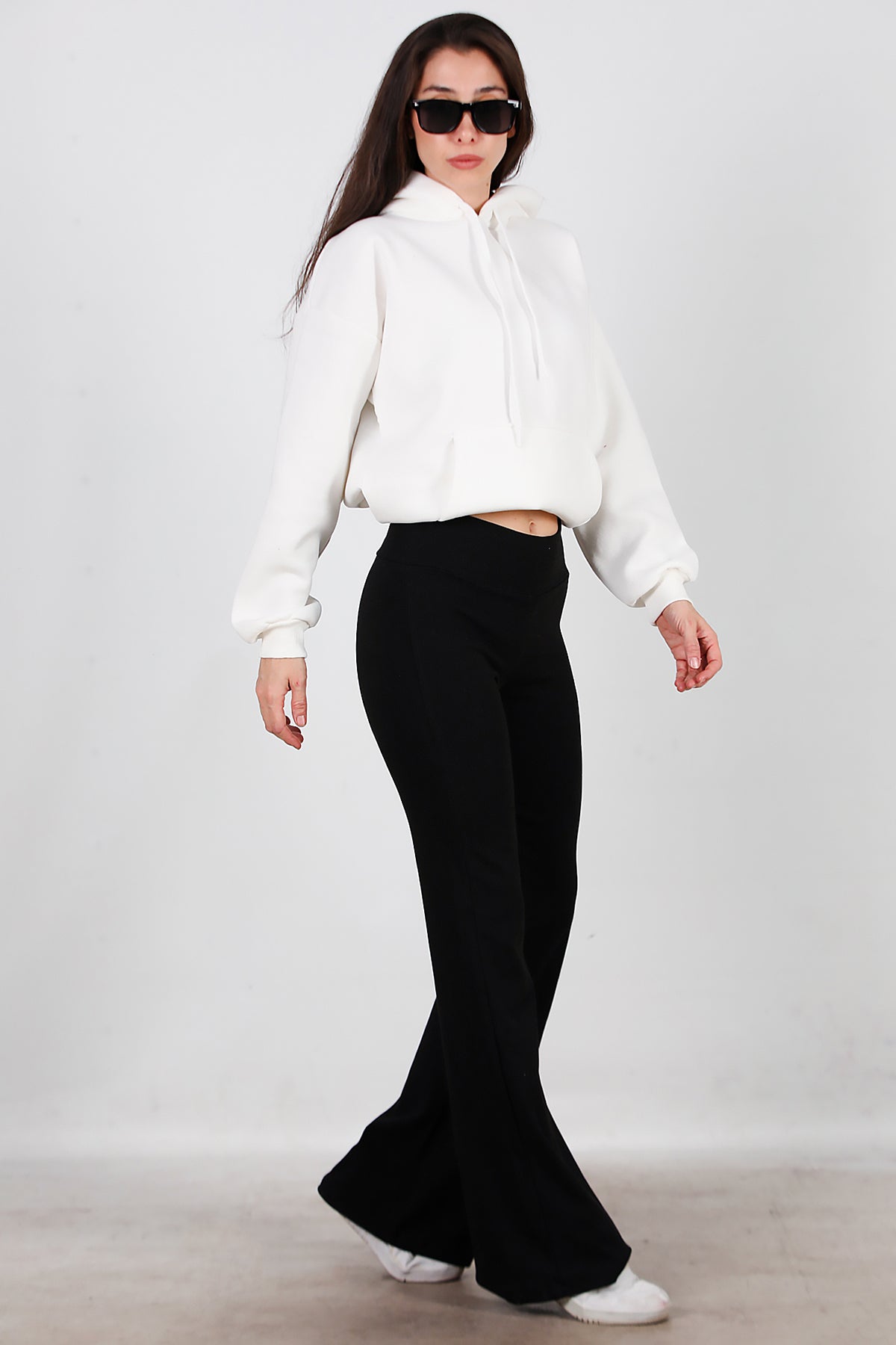 Kadın Yüksek Bel İspanyol Paça Tayt Siyah