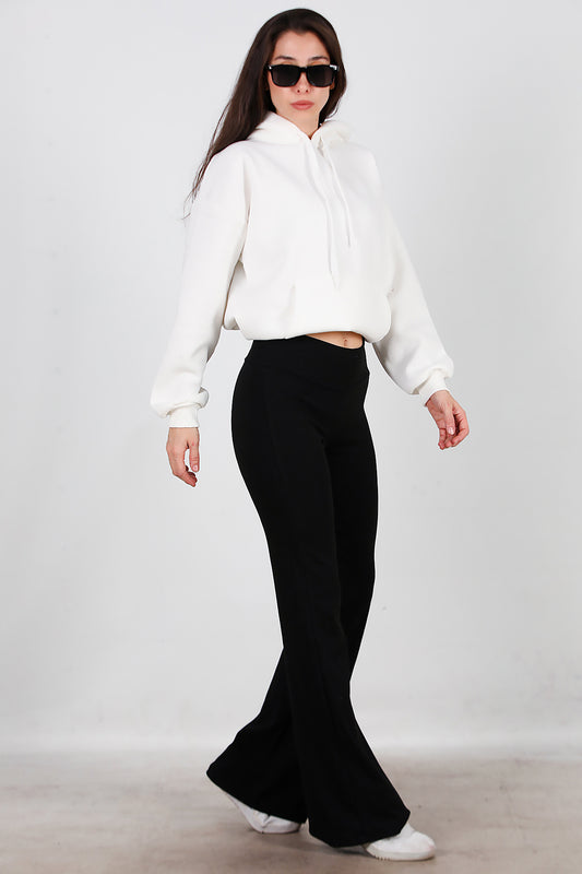 Kadın Yüksek Bel İspanyol Paça Tayt Siyah