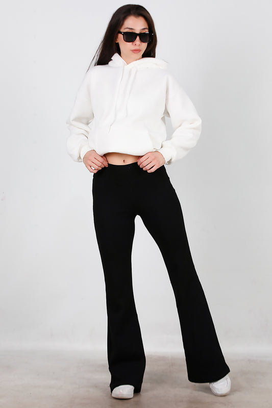 Kadın Yüksek Bel İspanyol Paça Tayt Siyah