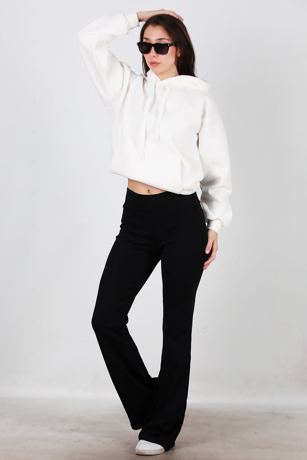 Kadın Yüksek Bel İspanyol Paça Tayt Siyah