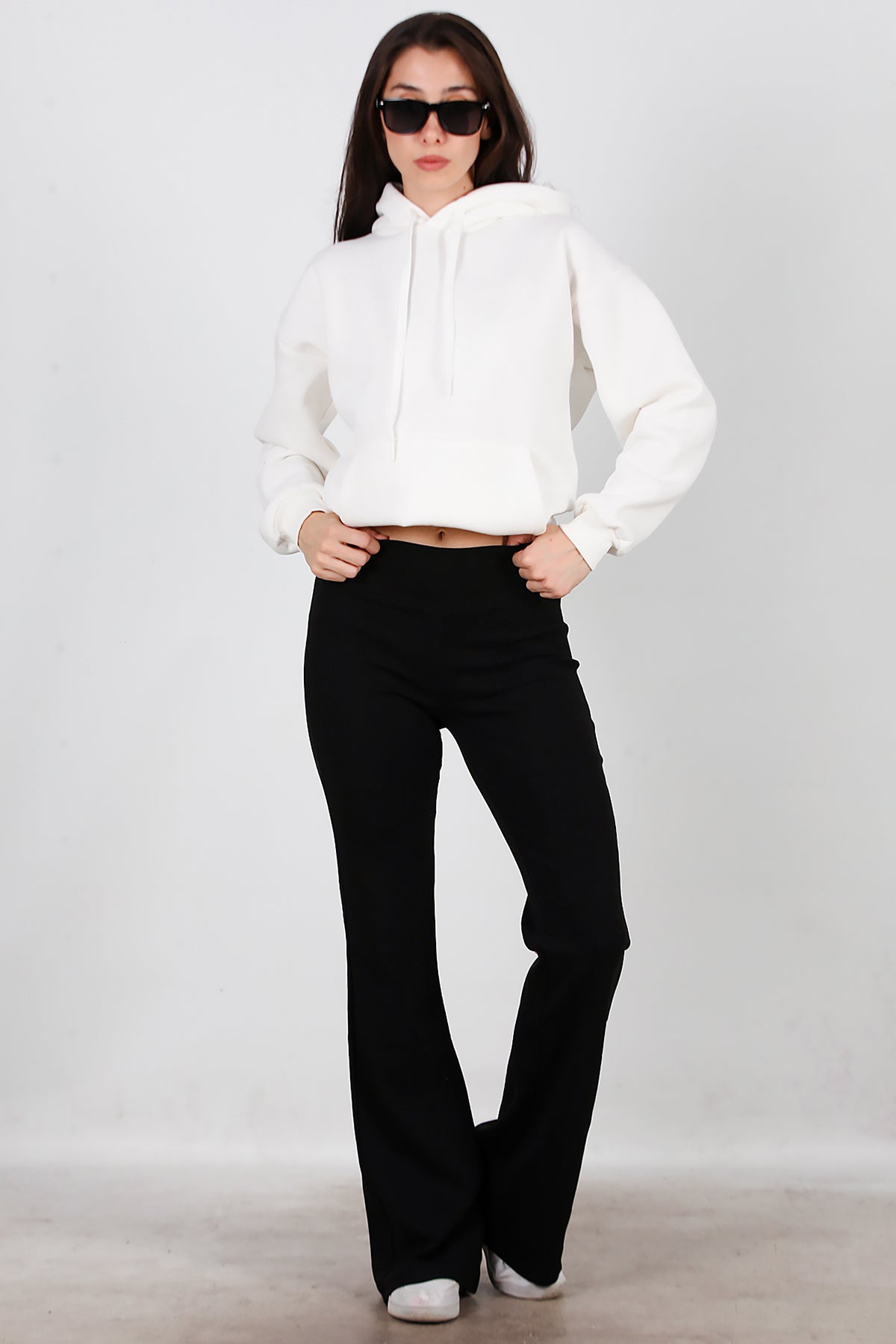 Kadın Yüksek Bel İspanyol Paça Tayt Siyah