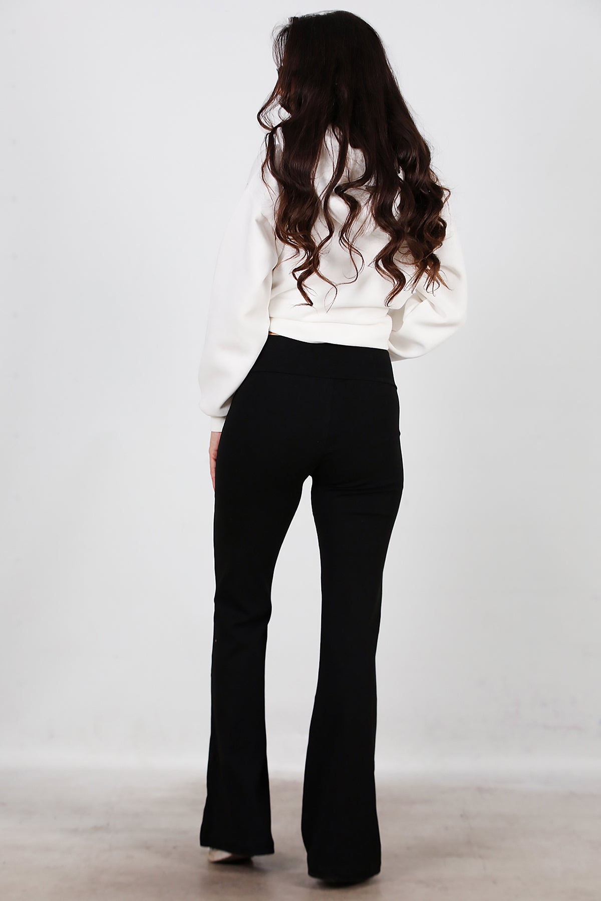 Kadın Yüksek Bel İspanyol Paça Tayt Siyah