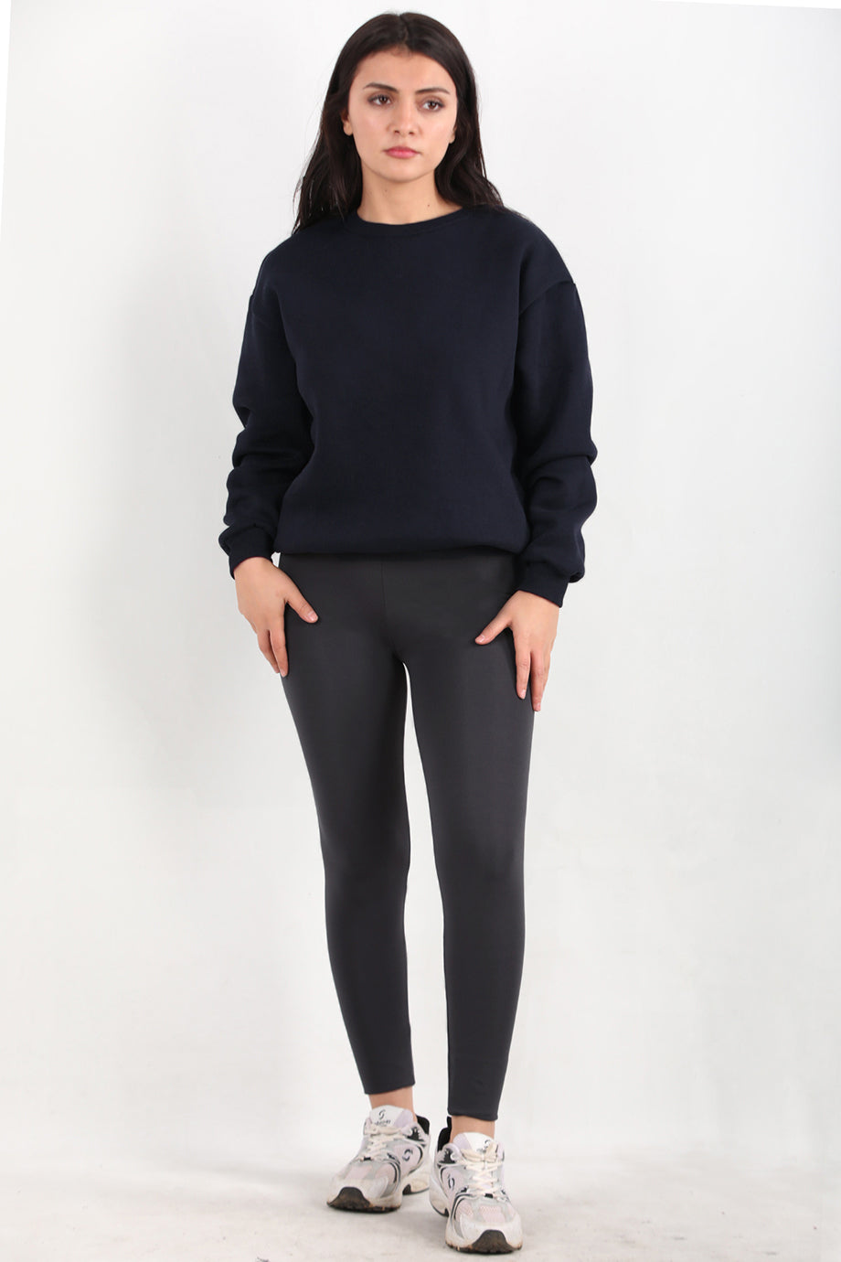 Cozyfit Kadın Yüksek Bel Şardonlu Tayt Füme