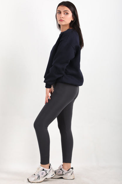 Cozyfit Kadın Yüksek Bel Şardonlu Tayt Füme