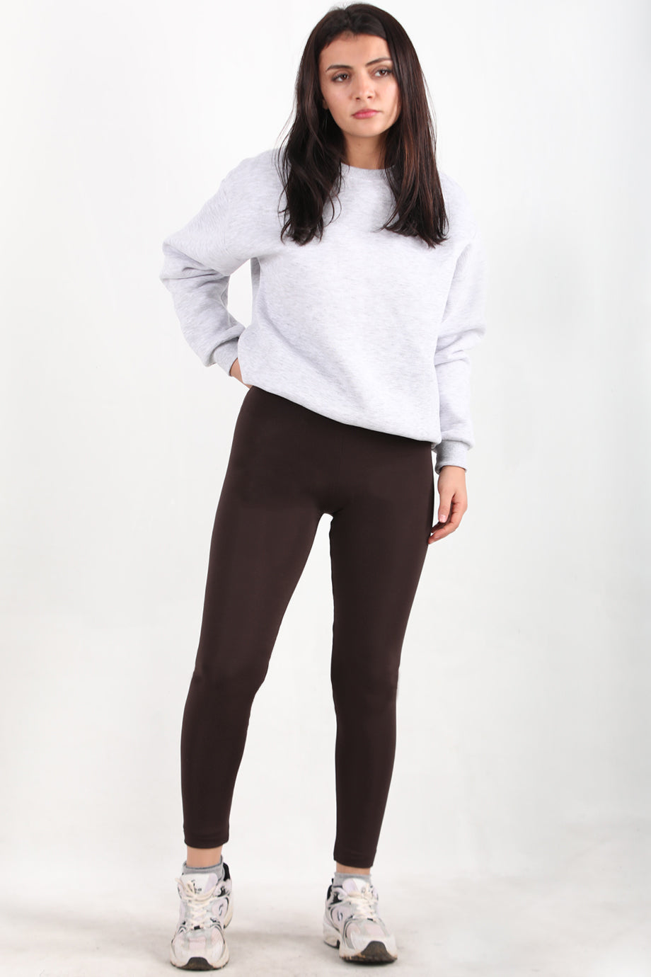 Cozyfit Kadın Yüksek Bel Şardonlu Tayt Kahverengi