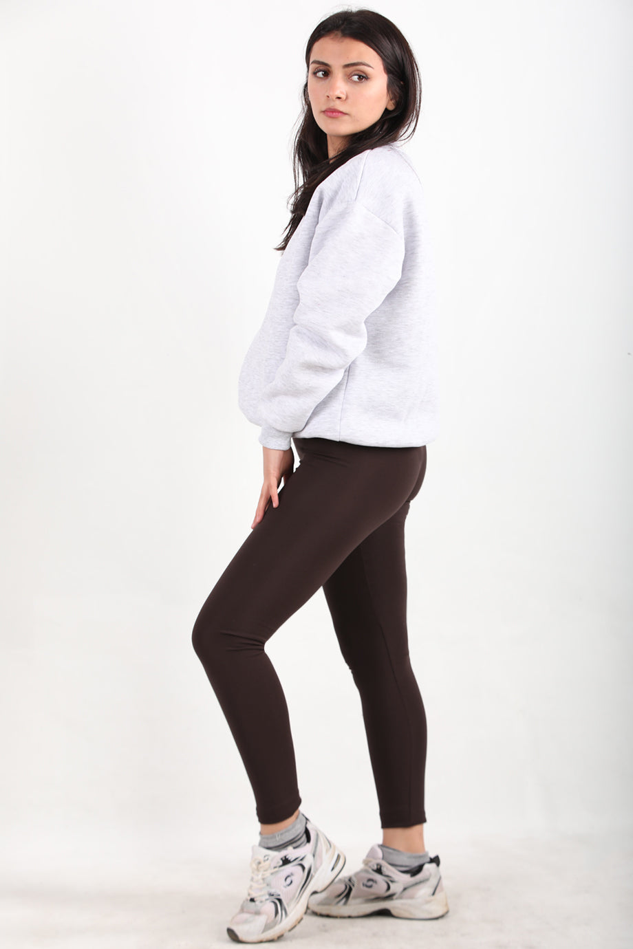 Cozyfit Kadın Yüksek Bel Şardonlu Tayt Kahverengi