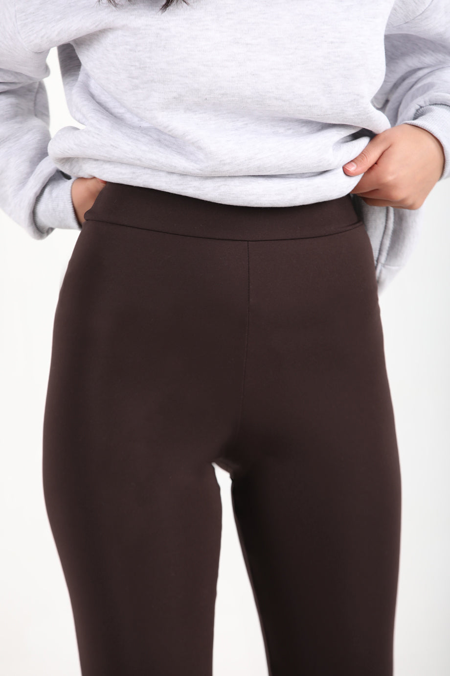 Cozyfit Kadın Yüksek Bel Şardonlu Tayt Kahverengi