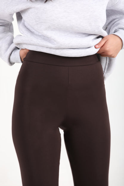 Cozyfit Kadın Yüksek Bel Şardonlu Tayt Kahverengi