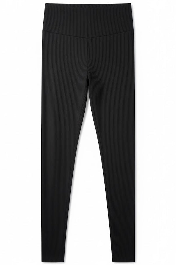 Ribvibe Kadın Önü V Yüksek Bel Kalın Fitilli Tayt Siyah