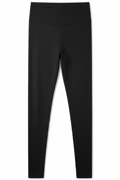 Ribvibe Kadın Önü V Yüksek Bel Kalın Fitilli Tayt Siyah