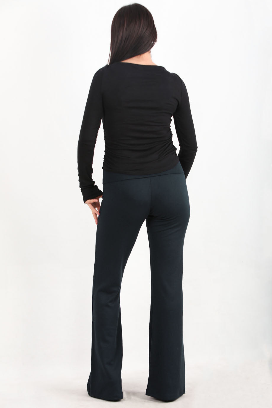 Noirflare Kadın Bel Katlamalı İspanyol Paça Tayt Lacivert