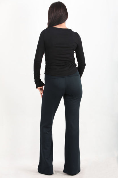 Noirflare Kadın Bel Katlamalı İspanyol Paça Tayt Lacivert