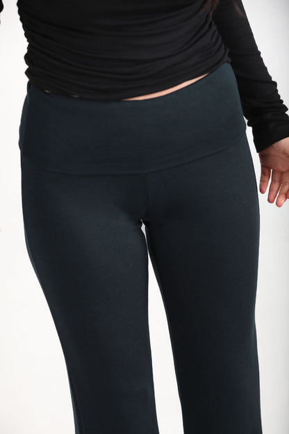 Noirflare Kadın Bel Katlamalı İspanyol Paça Tayt Lacivert