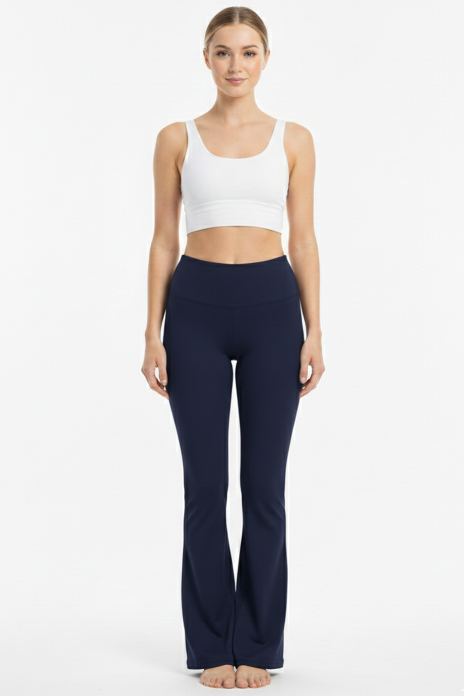 Slitflare Kadın Yüksel Bel Yırtmaçlı İspanyol Paça Tayt Lacivert