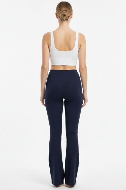 Slitflare Kadın Yüksel Bel Yırtmaçlı İspanyol Paça Tayt Lacivert