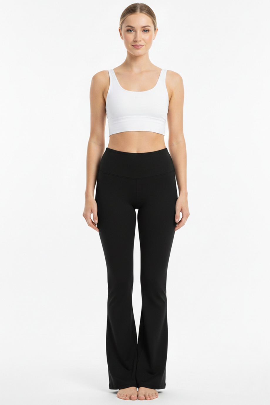 Slitflare Kadın Yüksel Bel Yırtmaçlı İspanyol Paça Tayt Siyah