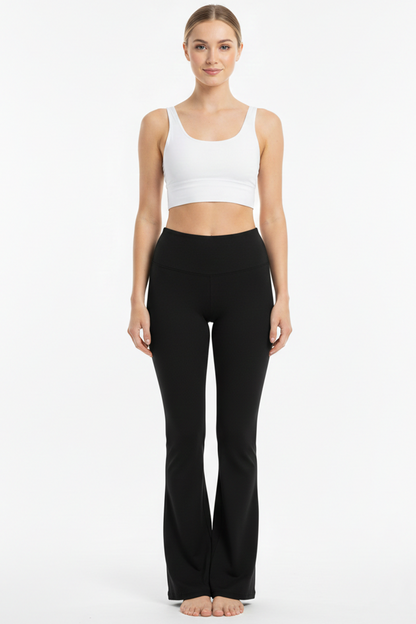 Slitflare Kadın Yüksel Bel Yırtmaçlı İspanyol Paça Tayt Siyah