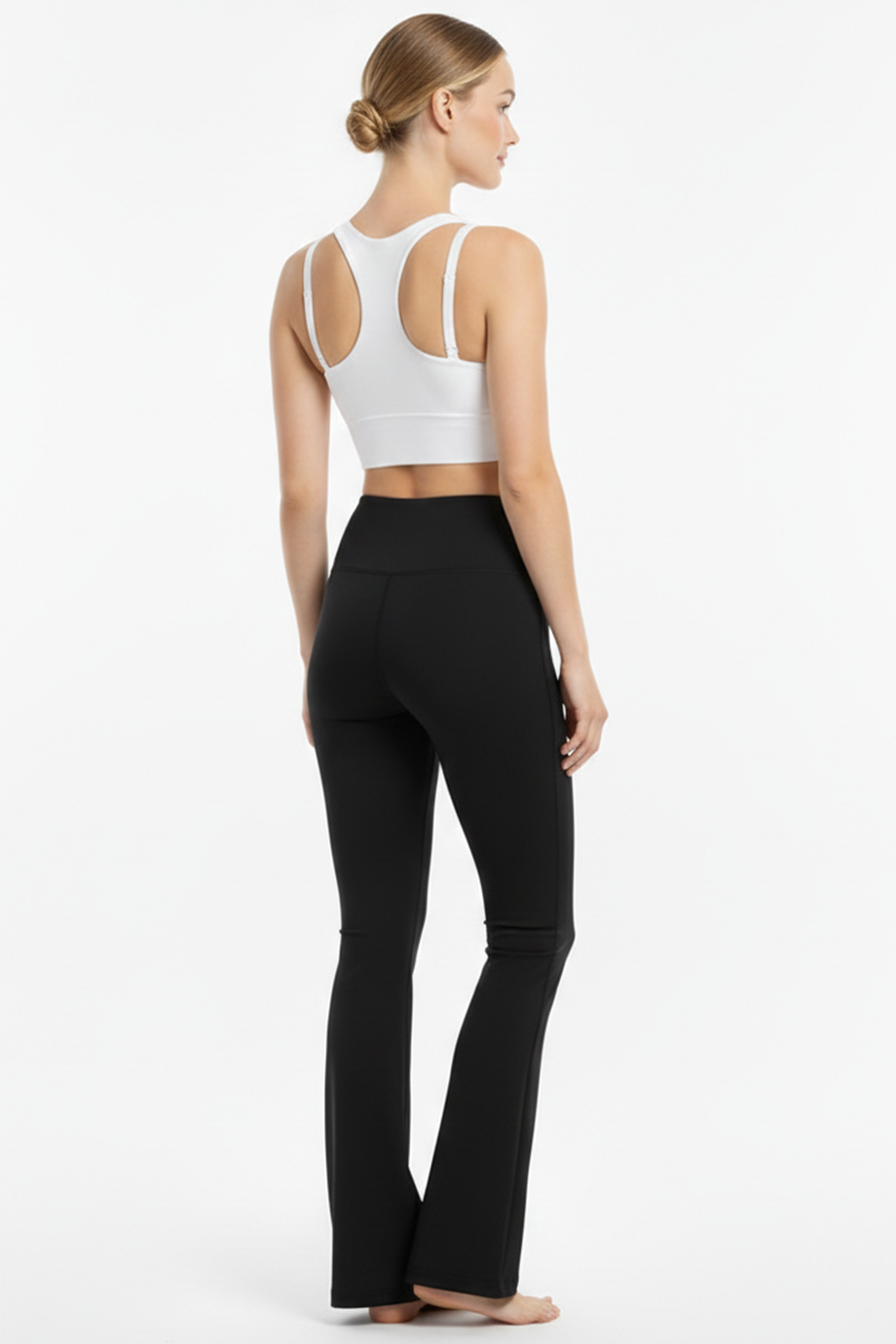 Slitflare Kadın Yüksel Bel Yırtmaçlı İspanyol Paça Tayt Siyah