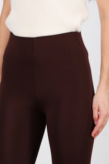 Kadın Kalın Lastikli İspanyol Paça Tayt Kahverengi