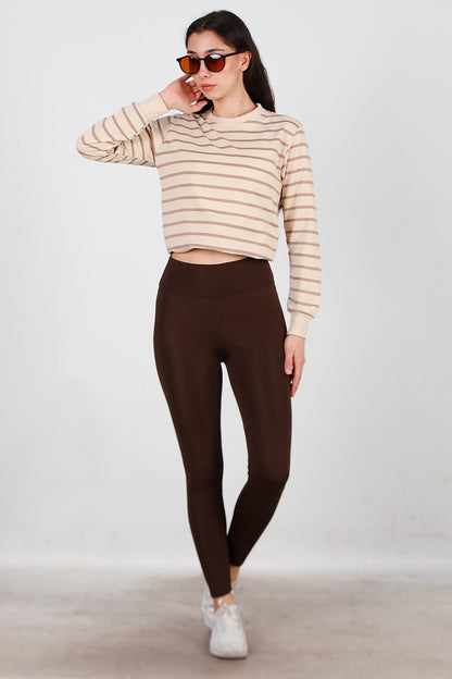 Kadın İçi Polarlı Tayt Kahverengi