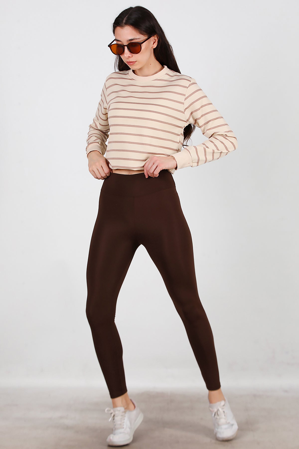 Kadın İçi Polarlı Tayt Kahverengi
