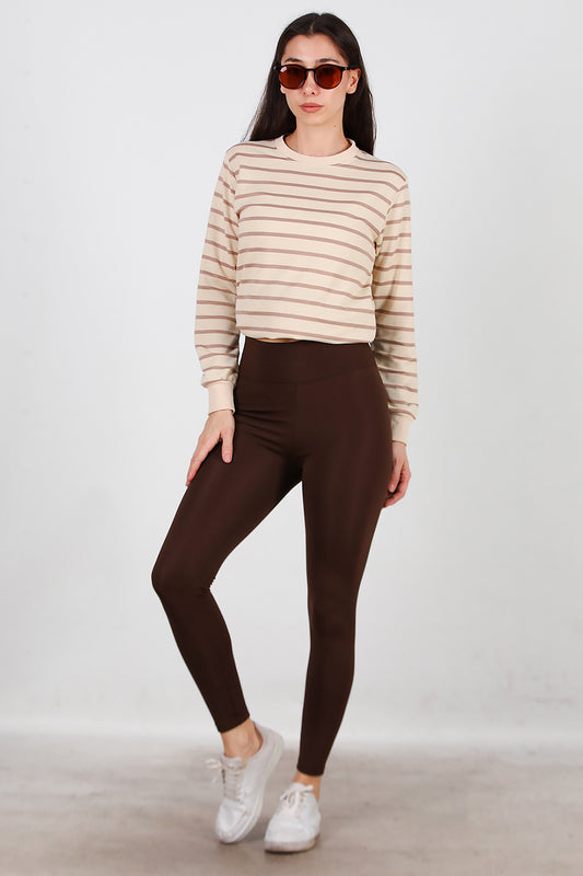 Kadın İçi Polarlı Tayt Kahverengi