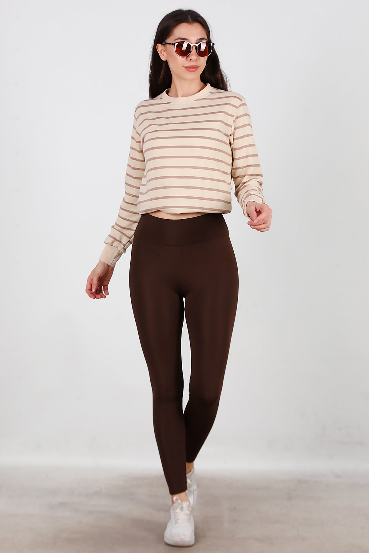 Kadın İçi Polarlı Tayt Kahverengi
