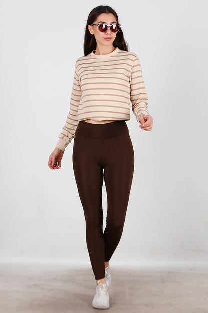 Kadın İçi Polarlı Tayt Kahverengi