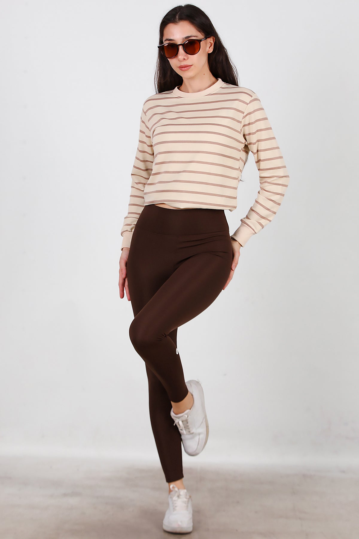 Kadın İçi Polarlı Tayt Kahverengi