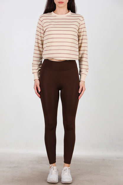 Kadın İçi Polarlı Tayt Kahverengi
