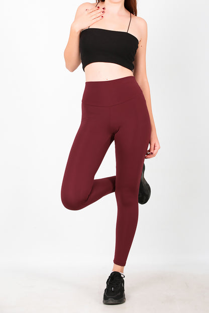 Kadın İçi Polarlı Yüksek Bel Tayt Bordo