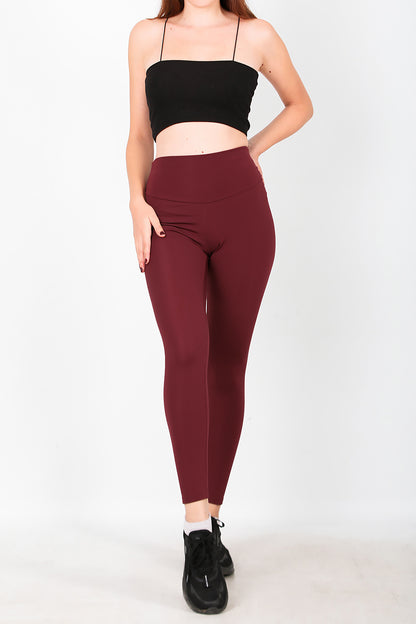 Kadın İçi Polarlı Yüksek Bel Tayt Bordo