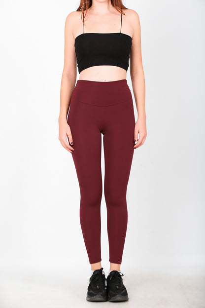 Kadın İçi Polarlı Yüksek Bel Tayt Bordo