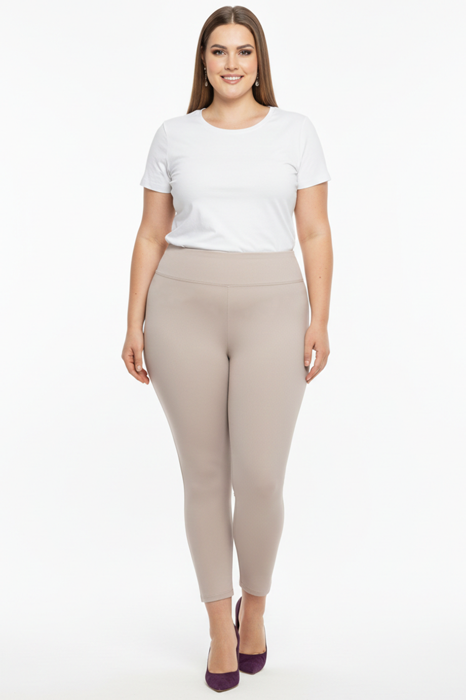 Büyük Beden İçi Polarlı Yüksek Bel Tayt Taş