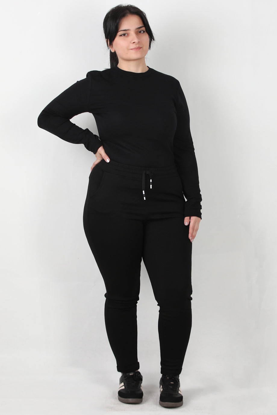 Movix Büyük Beden Duble Paça Tayt Siyah