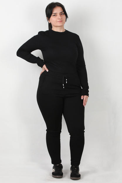 Movix Büyük Beden Duble Paça Tayt Siyah