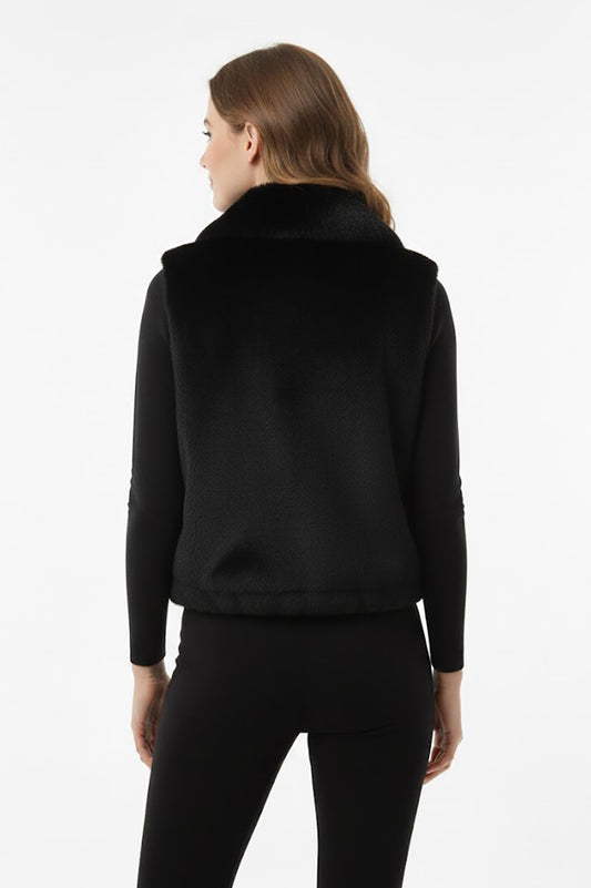 Kadın Kürklü Kısa Yelek Siyah