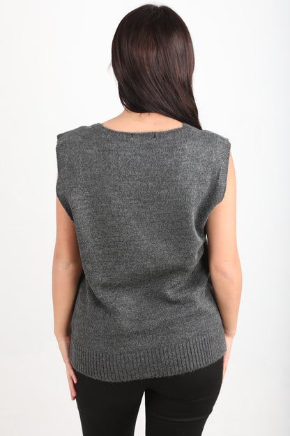 Chic Kadın V Yaka Süveter Antrasit