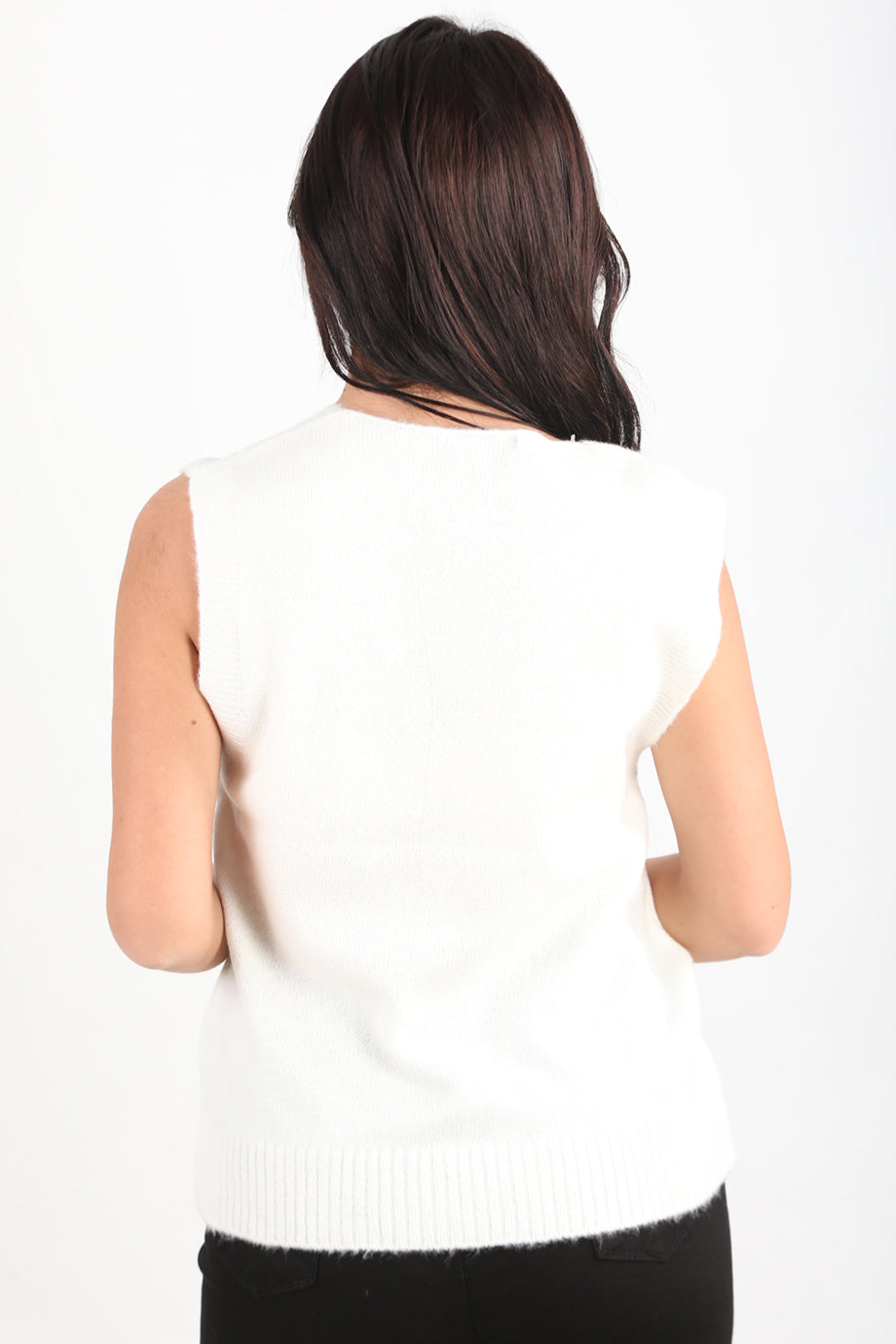 Chic Kadın V Yaka Süveter Ekru