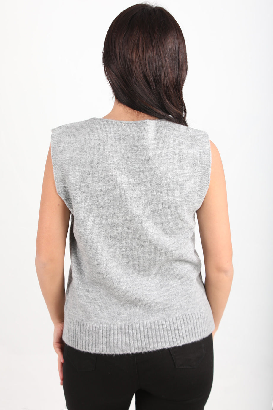 Chic Kadın V Yaka Süveter Gri