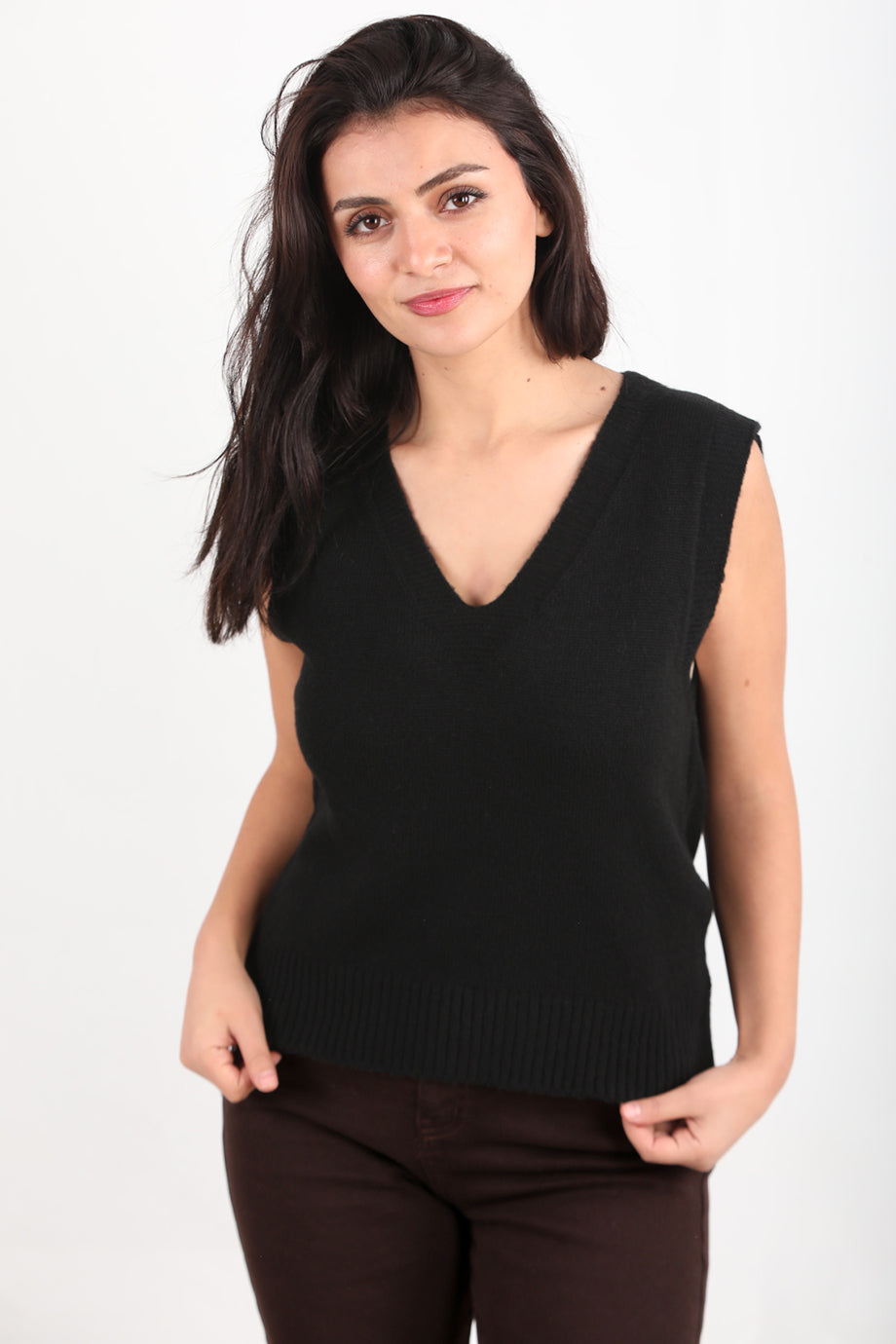 Chic Kadın V Yaka Süveter Siyah