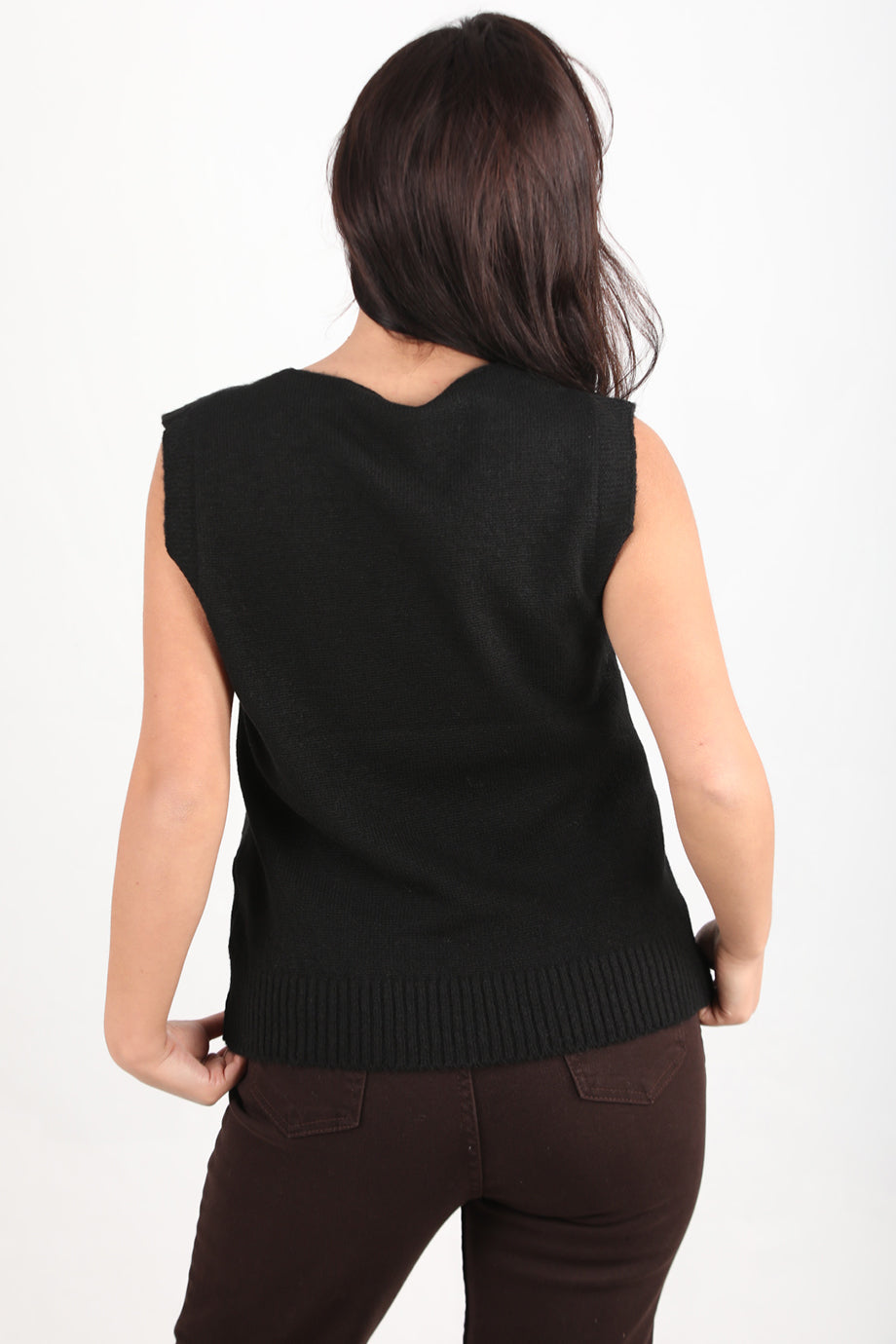 Chic Kadın V Yaka Süveter Siyah