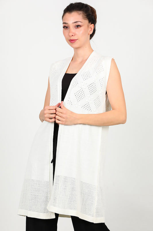 Kadın Triko Yelek Ekru