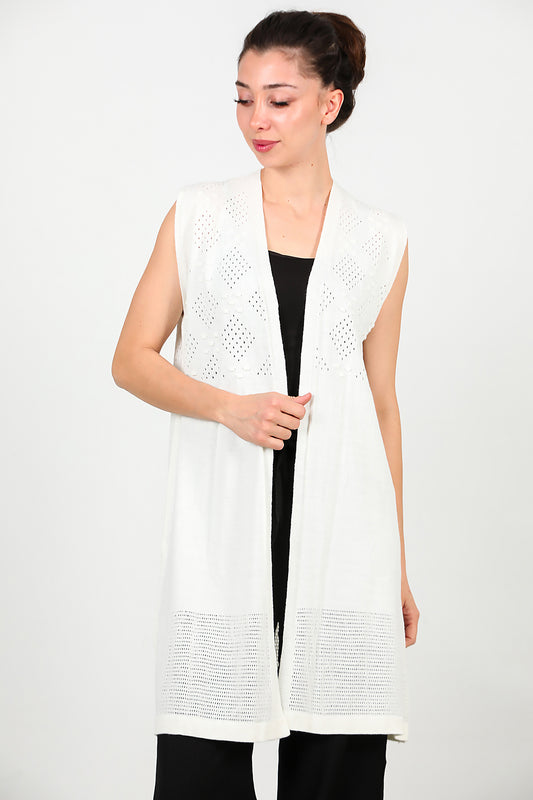 Kadın Triko Yelek Ekru