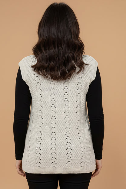 Büyük Beden Örgü Yelek Taş