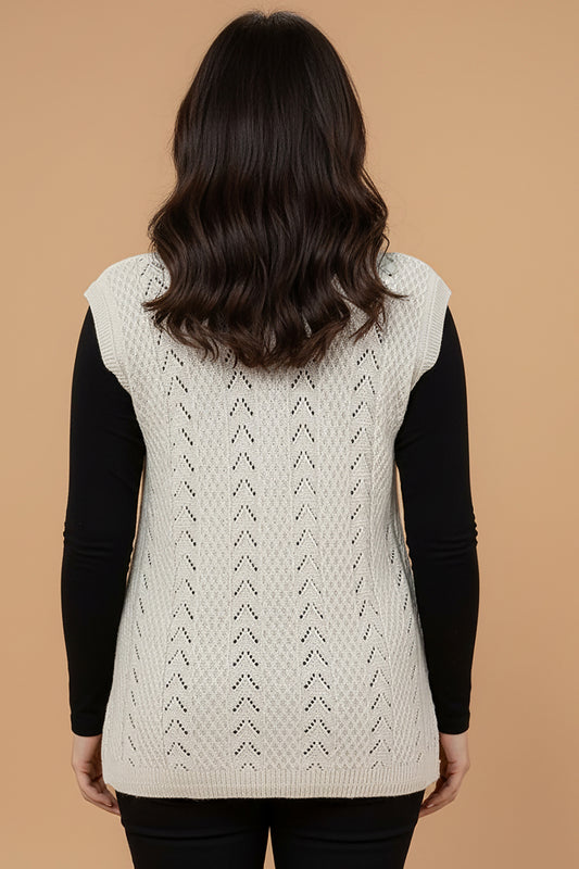 Büyük Beden Örgü Yelek Taş